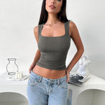 Zeagoo Square Neck Ribbed Tank Tops