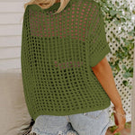 Zeagoo Short Sleeve Crochet Sweater Tops