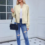 Zeagoo Women's Bomber Jacket Casual Striped Button Down Coat