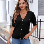 Zeagoo Short Sleeve Cardigan Button Down Ribbed Knit Sweater Tops