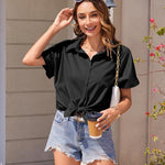 Zeagoo Women's Cotton Button Down Shirts Short Sleeve Casual Shirts