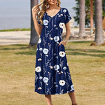 Zeagoo Floral Dress Short Sleeve Beach Dress