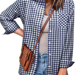 Zeagoo Long Sleeve Plaid Shirt for Women Flannel Button Down Shirts