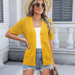Zeagoo Short Sleeve Crochet Cardigan Button up Bolero Shrug Sweater