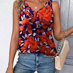 Zeagoo Tank Tops Loose Fit V Neck Ruched Sleeveless Tops
