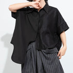 Womenâ€™s Patchwork Irregular Collar T-shirt