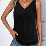 Zeagoo Tank Tops Loose Fit V Neck Ruched Sleeveless Tops