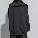 Stand Collar Zipper Loose Irregular Sweatshirt