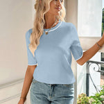 Zeagoo Short Sleeve Sweater Crew Neck Dressy Casual Soft Knit Tops
