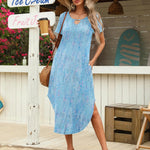 Zeagoo Maxi Dress with Pockets Short Sleeve Sundress