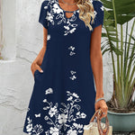 Zeagoo Women's Casual A-Line Dresses with Pockets Floral Tshirt Dress