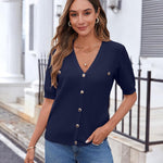 Zeagoo Short Sleeve Cardigan Button Down Ribbed Knit Sweater Tops