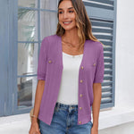 Zeagoo Short Sleeve Cardigan Button Down Ribbed Knit Sweater Tops