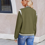 Zeagoo Women's Bomber Jacket Casual Striped Button Down Coat