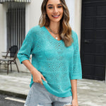 Zeagoo Women's Crochet Off The Shoulder Hollow Out Knit Tops