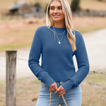 Zeagoo Women's Fall Crewneck Cropped Sweater