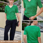 Zeagoo Short Sleeve Sweaters Soft Casual V Neck Pullover Tops