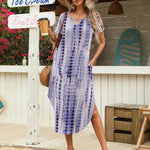 Zeagoo Maxi Dress with Pockets Short Sleeve Sundress