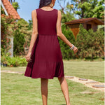 Zeagoo Summer Dress Knee-Length Round Neck Floral Dress (DE Only)