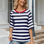 Zeagoo Oversized Loose Fit Short Sleeve Striped Tops