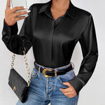 Zeagoo Satin Blouses Casual Long Sleeve Button Down Silk Shirts