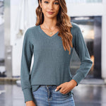 Zeagoo Long Sleeve Shirts for Women V Neck Casual Sweaters