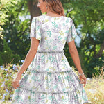 Zeagoo Summer Tiered Mini Dress with Pockets Ruffle Sleeve Dress
