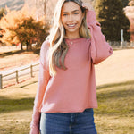 Zeagoo Women's Crew Neck Cropped Sweater Long Sleeve Knit Tops