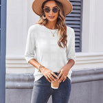 Zeagoo Loose Short Sleeve Tunic Tops Crochet Knit Pullover Sweater
