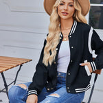 Zeagoo Women's Bomber Jacket Casual Striped Button Down Coat