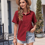 Zeagoo Short Sleeve Button Down Shirt Casual Loose Fit Blouses