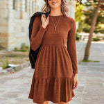 Zeagoo Women's Autumn Dress Long Sleeve Round Neck Knitted Dress