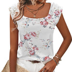Zeagoo Square Neck Casual Cap Sleeve Shirt