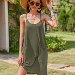 Zeagoo Spaghetti Strap Dress Casual V Neck Beach Dress (DE Only)
