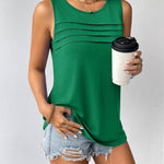 Zeagoo Tank Top Blouses Scooped Neck Pleated Front Shirts