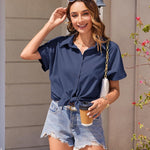 Zeagoo Women's Cotton Button Down Shirts Short Sleeve Casual Shirts