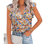 Zeagoo Women's Casual Print Ruffle Sleeve Summer Tops