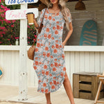 Zeagoo Maxi Dress with Pockets Short Sleeve Sundress