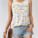 Zeagoo Tank Top Blouses Scooped Neck Pleated Front Shirts