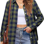 Zeagoo Flannel Shirt Women Button Down Long Sleeve Plaid Shirts
