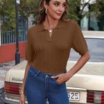 Zeagoo Women Short Sleeve Sweater Pullover Polo Tops