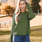 Zeagoo Women's Crew Neck Cropped Sweater Long Sleeve Knit Tops