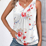 Zeagoo Tank Tops Loose Fit V Neck Ruched Sleeveless Tops