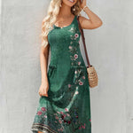 Zeagoo Floral Beach Sundress Casual A-Line Midi Tank Dresses