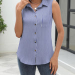 Zeagoo Sleeveless Button Down Shirts V Neck Solid Tank Tops