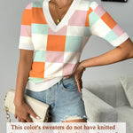 Zeagoo Short Sleeve Sweaters Soft Casual V Neck Pullover Tops