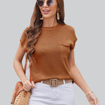 Zeagoo Sleeveless Cape Sleeve Knit Ribbed Tank Tops