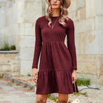 Zeagoo Women's Autumn Dress Long Sleeve Round Neck Knitted Dress