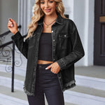 Zeagoo Jean Jackets Ripped Stretchy Denim Jean Jacket