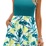 Zeagoo Summer Dress Knee-Length Round Neck Floral Dress (DE Only)